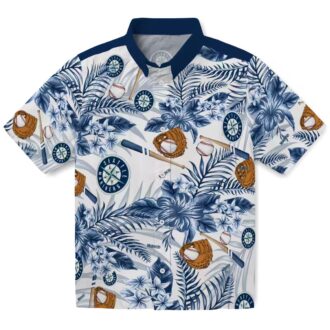 MLB Seattle Mariners Floral Baseball Shirt - Custom Navy Blue White Hawaiian Shirt for Fans