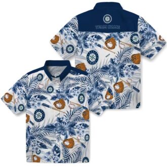MLB Seattle Mariners Floral Baseball Shirt - Custom Navy Blue White Hawaiian Shirt for Fans