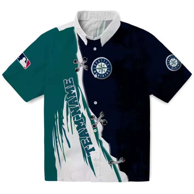 MLB Seattle Mariners Hawaiian Navy Blue White Shirt - Custom Tropical Aloha Shirt for Baseball Fans