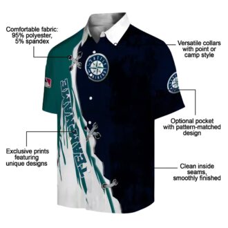 MLB Seattle Mariners Hawaiian Navy Blue White Shirt - Custom Tropical Aloha Shirt for Baseball Fans