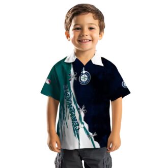 MLB Seattle Mariners Hawaiian Navy Blue White Shirt - Custom Tropical Aloha Shirt for Baseball Fans