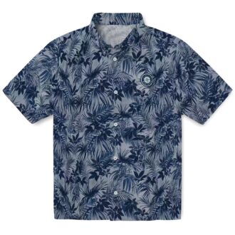 MLB Seattle Mariners Leafy Navy Blue Hawaiian Shirt - Perfect for Summer and Baseball Fans