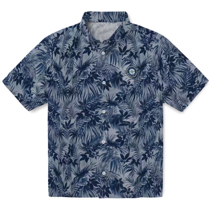 MLB Seattle Mariners Leafy Navy Blue Hawaiian Shirt - Perfect for Summer and Baseball Fans