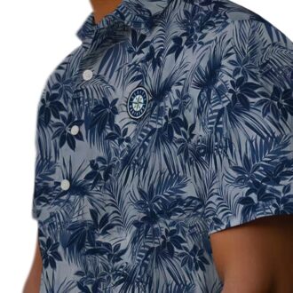 MLB Seattle Mariners Leafy Navy Blue Hawaiian Shirt - Perfect for Summer and Baseball Fans