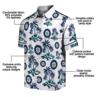 MLB Seattle Mariners Palm Print Navy Blue Hawaiian Shirt - Summer Beach Shirt for Fans