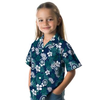 MLB Seattle Mariners Tropical Floral Hawaiian Shirt - Comfortable Navy Blue Beach Shirt
