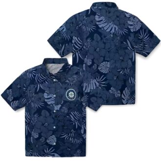 Navy Blue Seattle Mariners Aloha Button Up Shirt - Jungle Vibes MLB Hawaiian Style for Summer