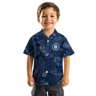 Navy Blue Seattle Mariners Aloha Button Up Shirt - Jungle Vibes MLB Hawaiian Style for Summer