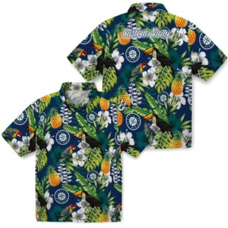 Personalized MLB Seattle Mariners Hawaiian Shirt - Floral Toucan Navy Blue Beach Shirt for Fans