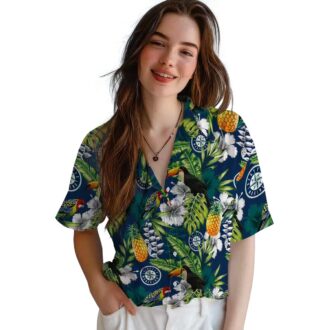 Personalized MLB Seattle Mariners Hawaiian Shirt - Floral Toucan Navy Blue Beach Shirt for Fans