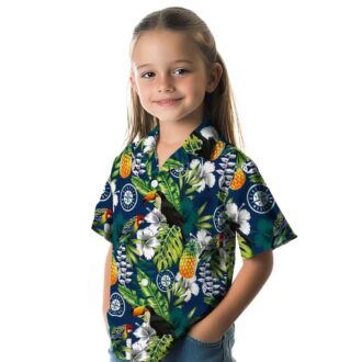 Personalized MLB Seattle Mariners Hawaiian Shirt - Floral Toucan Navy Blue Beach Shirt for Fans
