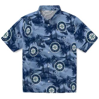 Seattle Mariners Coastal Palms Tropical Navy Hawaiian Shirt - MLB Beach Shirt for Men
