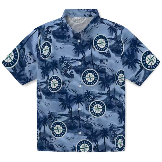 Seattle Mariners Coastal Palms Tropical Navy Hawaiian Shirt - MLB Beach Shirt for Men
