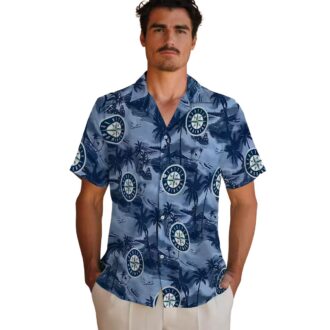 Seattle Mariners Coastal Palms Tropical Navy Hawaiian Shirt - MLB Beach Shirt for Men
