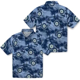 Seattle Mariners Coastal Palms Tropical Navy Hawaiian Shirt - MLB Beach Shirt for Men