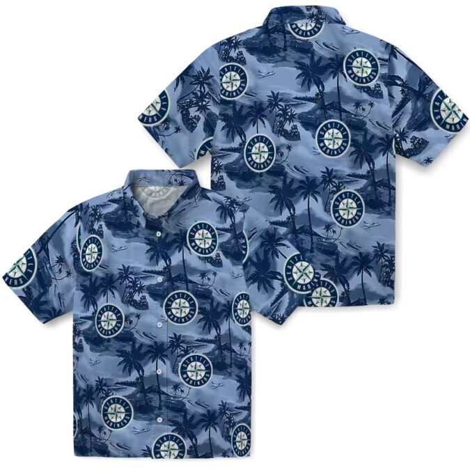 Seattle Mariners Coastal Palms Tropical Navy Hawaiian Shirt - MLB Beach Shirt for Men