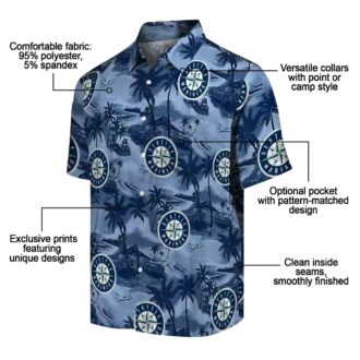 Seattle Mariners Coastal Palms Tropical Navy Hawaiian Shirt - MLB Beach Shirt for Men