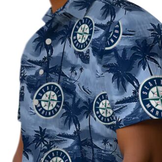Seattle Mariners Coastal Palms Tropical Navy Hawaiian Shirt - MLB Beach Shirt for Men