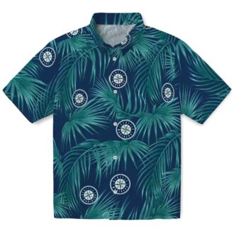 Seattle Mariners Leafy Palms Hawaiian Shirt - MLB Fan Navy Blue Summer Shirt