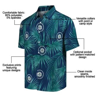 Seattle Mariners Leafy Palms Hawaiian Shirt - MLB Fan Navy Blue Summer Shirt