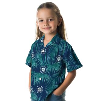 Seattle Mariners Leafy Palms Hawaiian Shirt - MLB Fan Navy Blue Summer Shirt