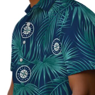 Seattle Mariners Leafy Palms Hawaiian Shirt - MLB Fan Navy Blue Summer Shirt