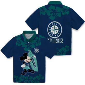 Seattle Mariners MLB Surfing Mickey Navy Blue Hawaiian Shirt - Tropical Beachwear for Fans