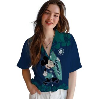 Seattle Mariners MLB Surfing Mickey Navy Blue Hawaiian Shirt - Tropical Beachwear for Fans