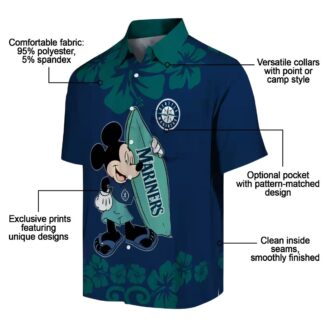Seattle Mariners MLB Surfing Mickey Navy Blue Hawaiian Shirt - Tropical Beachwear for Fans