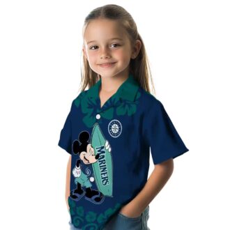 Seattle Mariners MLB Surfing Mickey Navy Blue Hawaiian Shirt - Tropical Beachwear for Fans
