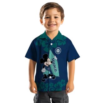 Seattle Mariners MLB Surfing Mickey Navy Blue Hawaiian Shirt - Tropical Beachwear for Fans