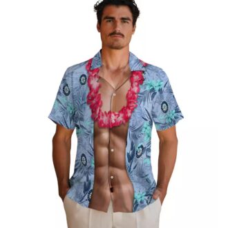 Seattle Mariners Navy Blue Hawaiian Shirt - MLB Chest Illusion Design for Baseball Fans