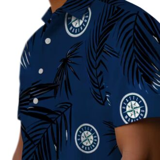 Seattle Mariners Palm Leaf Hawaiian Shirt - MLB Fan Summer Beach Shirt in Navy Blue