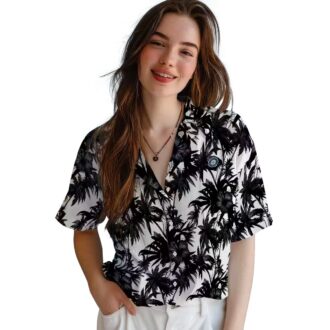 Seattle Mariners Palm Motifs Hawaiian Shirt - Black and White MLB Summer Shirt for Fans