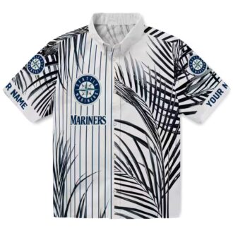 Seattle Mariners Palm Stripes Hawaiian Shirt - MLB Fan Gear Navy Blue & Black