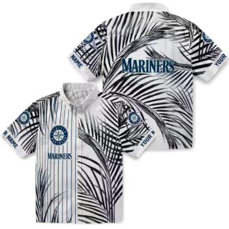 Seattle Mariners Palm Stripes Hawaiian Shirt - MLB Fan Gear Navy Blue & Black