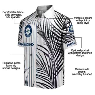 Seattle Mariners Palm Stripes Hawaiian Shirt - MLB Fan Gear Navy Blue & Black
