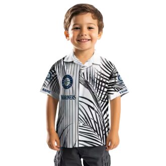 Seattle Mariners Palm Stripes Hawaiian Shirt - MLB Fan Gear Navy Blue & Black