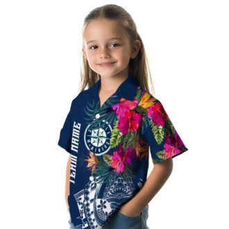 Seattle Mariners Polynesian Floral Navy Blue Hawaiian Shirt - MLB Beach Shirt for Fans