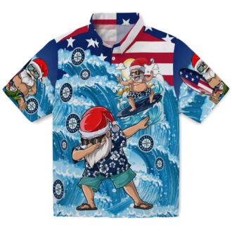 Seattle Mariners Surfing Santa Hawaiian Shirt - Blue Tropical MLB Fan Shirt for Summer