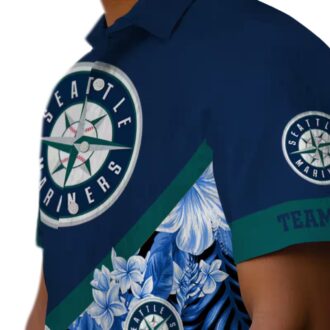 Seattle Mariners Tropical Floral Chevron Navy Blue Shirt - Custom Hawaiian Beach Shirt for Summer