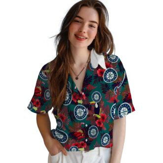 Seattle Mariners Tropical Floral Toucan Hawaiian Shirt - Navy Blue Red for MLB Fans