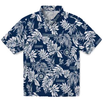 Tropical Leaf Seattle Mariners Hawaiian Shirt - Navy Blue MLB Shirt for Baseball Fans