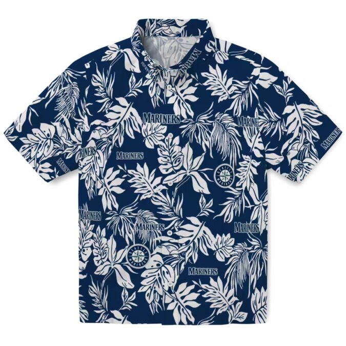 Tropical Leaf Seattle Mariners Hawaiian Shirt - Navy Blue MLB Shirt for Baseball Fans