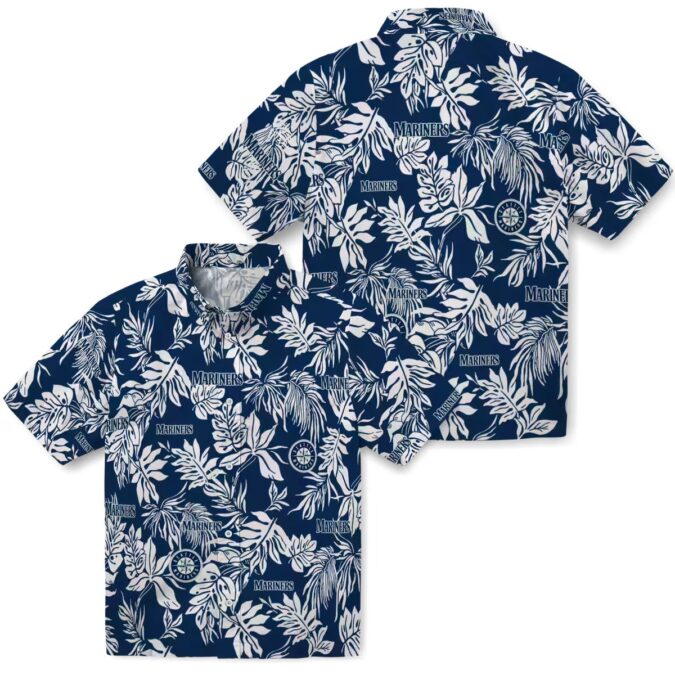 Tropical Leaf Seattle Mariners Hawaiian Shirt - Navy Blue MLB Shirt for Baseball Fans