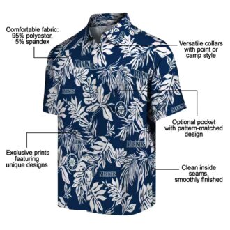Tropical Leaf Seattle Mariners Hawaiian Shirt - Navy Blue MLB Shirt for Baseball Fans