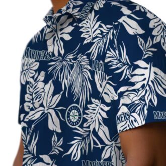 Tropical Leaf Seattle Mariners Hawaiian Shirt - Navy Blue MLB Shirt for Baseball Fans