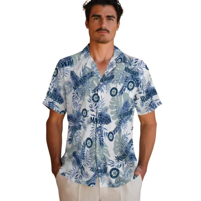 Tropical Leaves Seattle Mariners Hawaiian Shirt - White MLB Summer Shirt for Fans