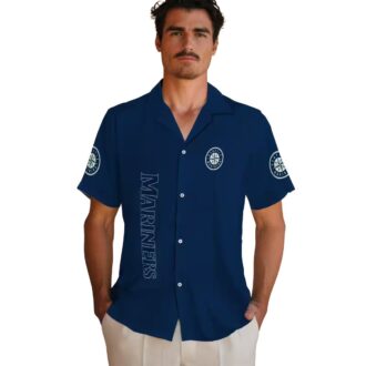 Tropical MLB Hawaiian Shirt Seattle Mariners - Navy Blue Minion Design Shirt for Fans