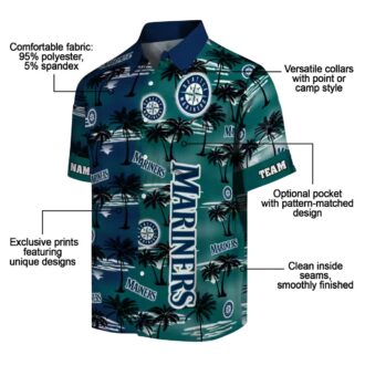 Tropical Palm Silhouettes Seattle Mariners Hawaiian Shirt - Custom Navy Blue MLB Fan Shirt for Summer